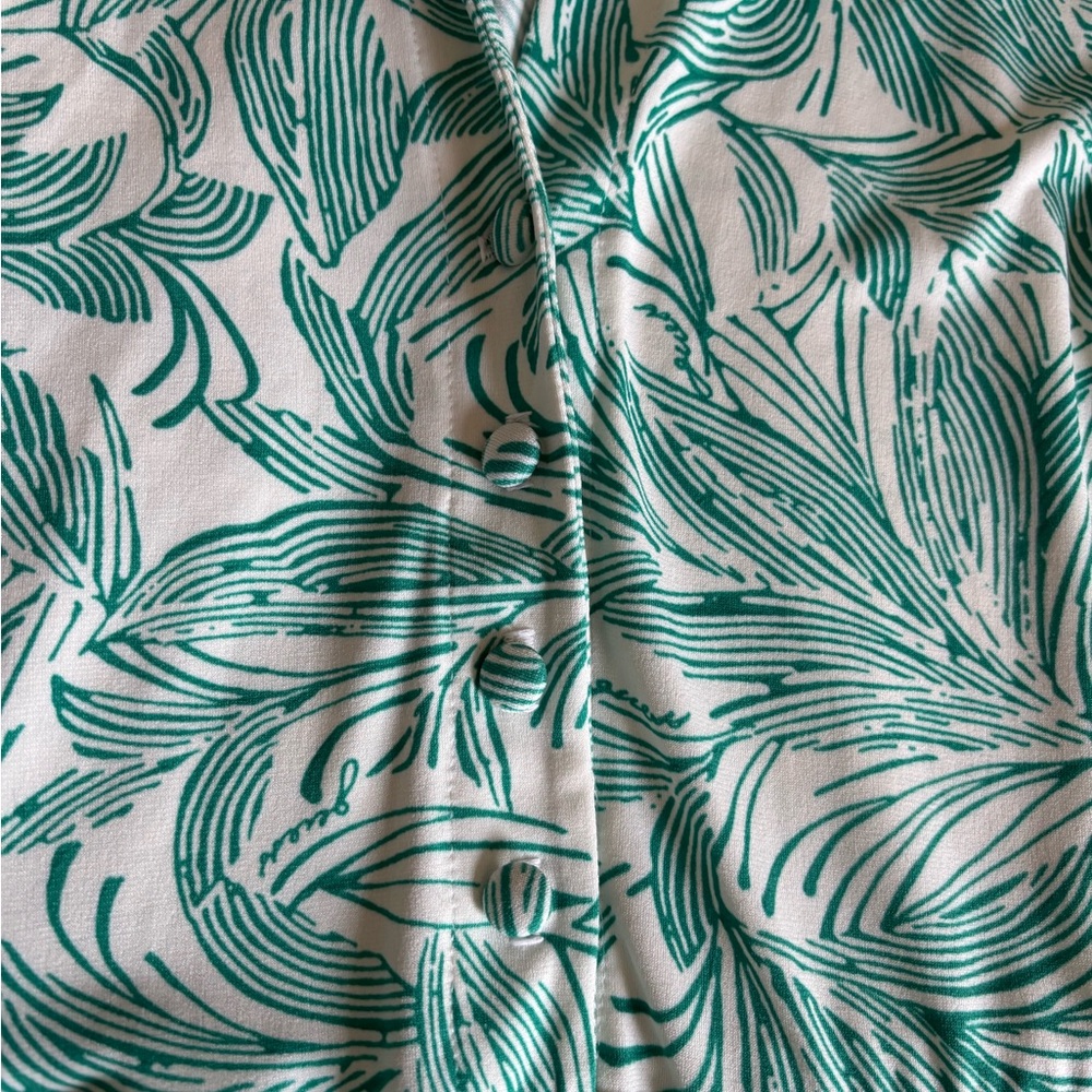 Guess Teal Leaf Print Long Sleeve Dress - Picture 5 of 11